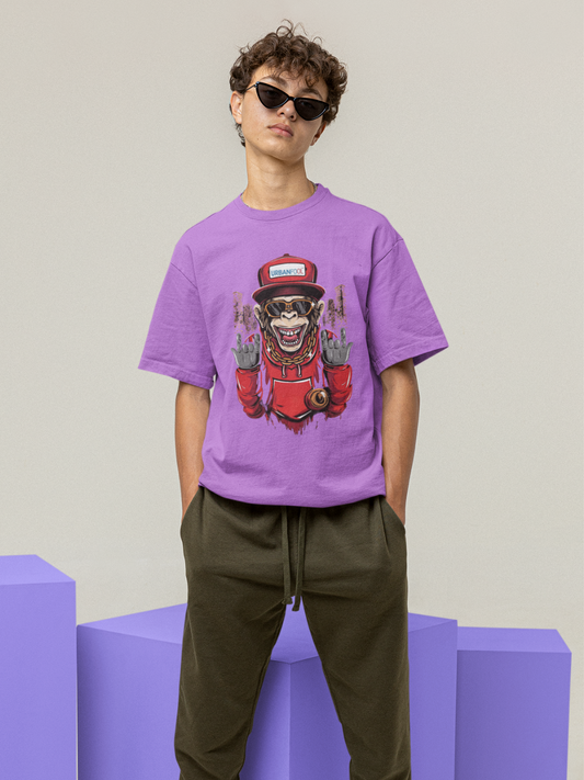 Urbanfool Monkey Men Lavender Oversized T-Shirt