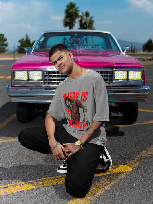 Men My Buddy Grey Oversized T-Shirt