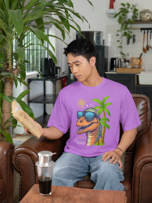 Chill Dragon Urbanfool Men Lavender Oversized T-Shirt