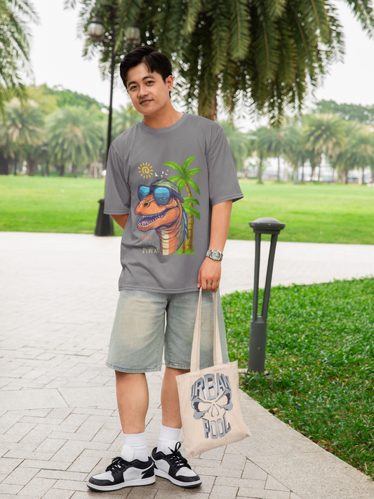Chill Dragon Urbanfool Men Grey Oversized T-Shirt