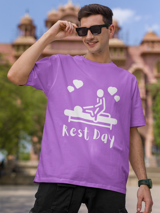 Urbanfool Rest Day Men Lavender Oversized T-Shirt