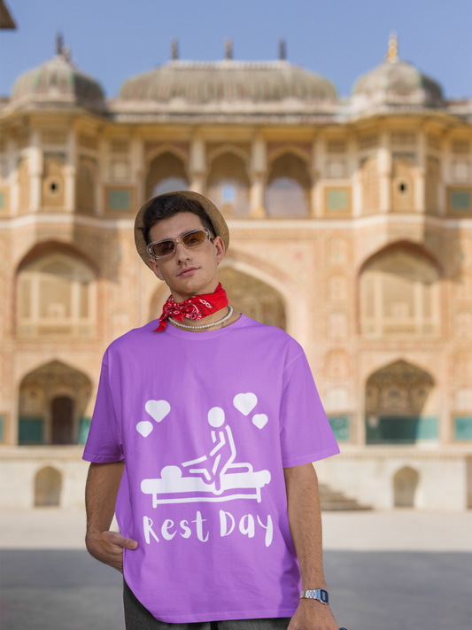 Urbanfool Rest Day Men Lavender Oversized T-Shirt